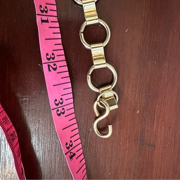 Gold Textured Metal Belt Square Filigree Link Chain Boho Bohemian 90s Y2K - Picture 6 of 8